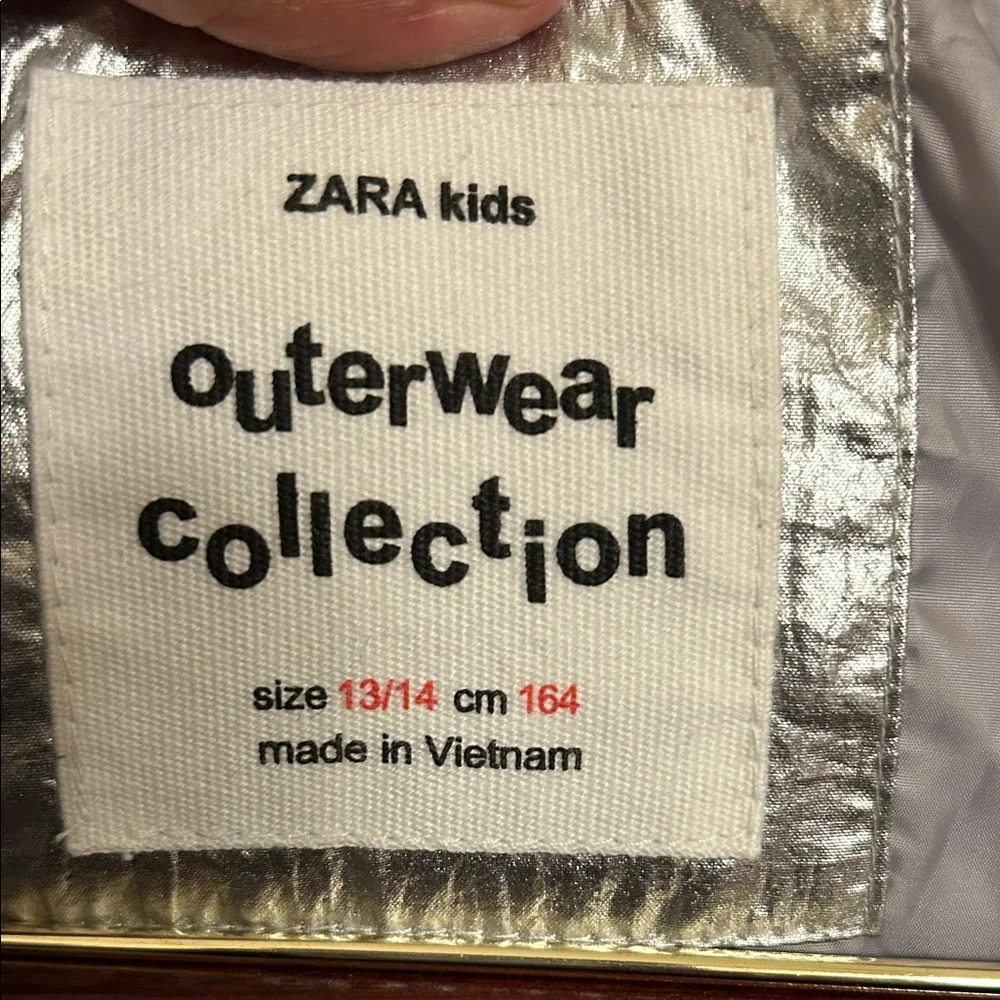 ZARA Kids Shiny Silver Puffer Jacket